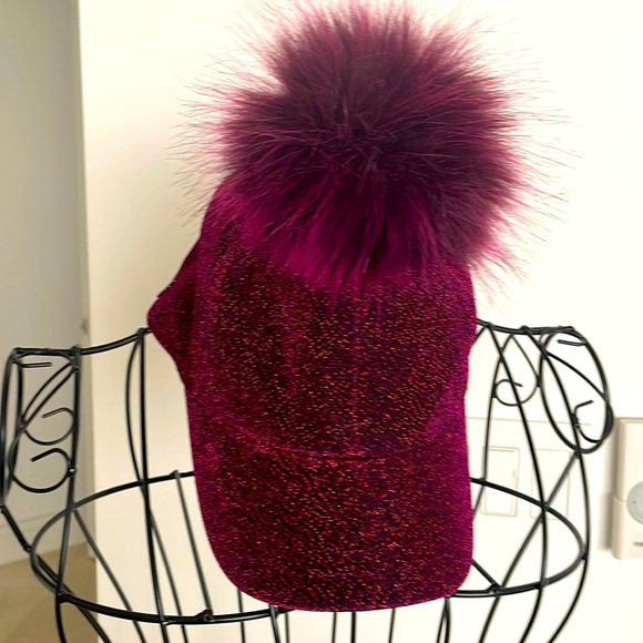NWT FUSHIA LUREX BASEBALL CAP - Picture 3 of 8